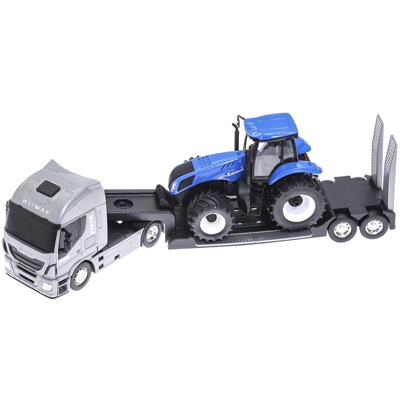 Miniatura Trator T8 com Plataforma Cinza New Holland - ENH6036300NH
