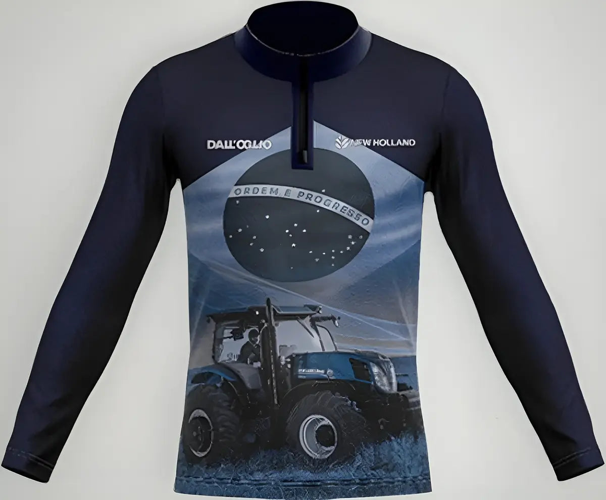 Camiseta infantil/Juvenil UV Trator New Holland - UVAZUL